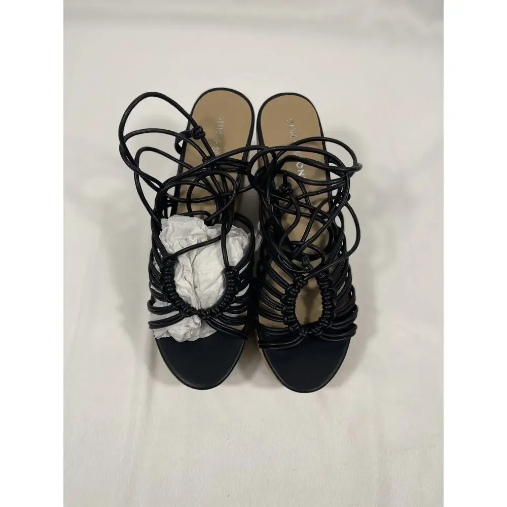 Sun + Stone Wedge Sandals Women's Size 10 Cork Platform Summer Strappy Shoes